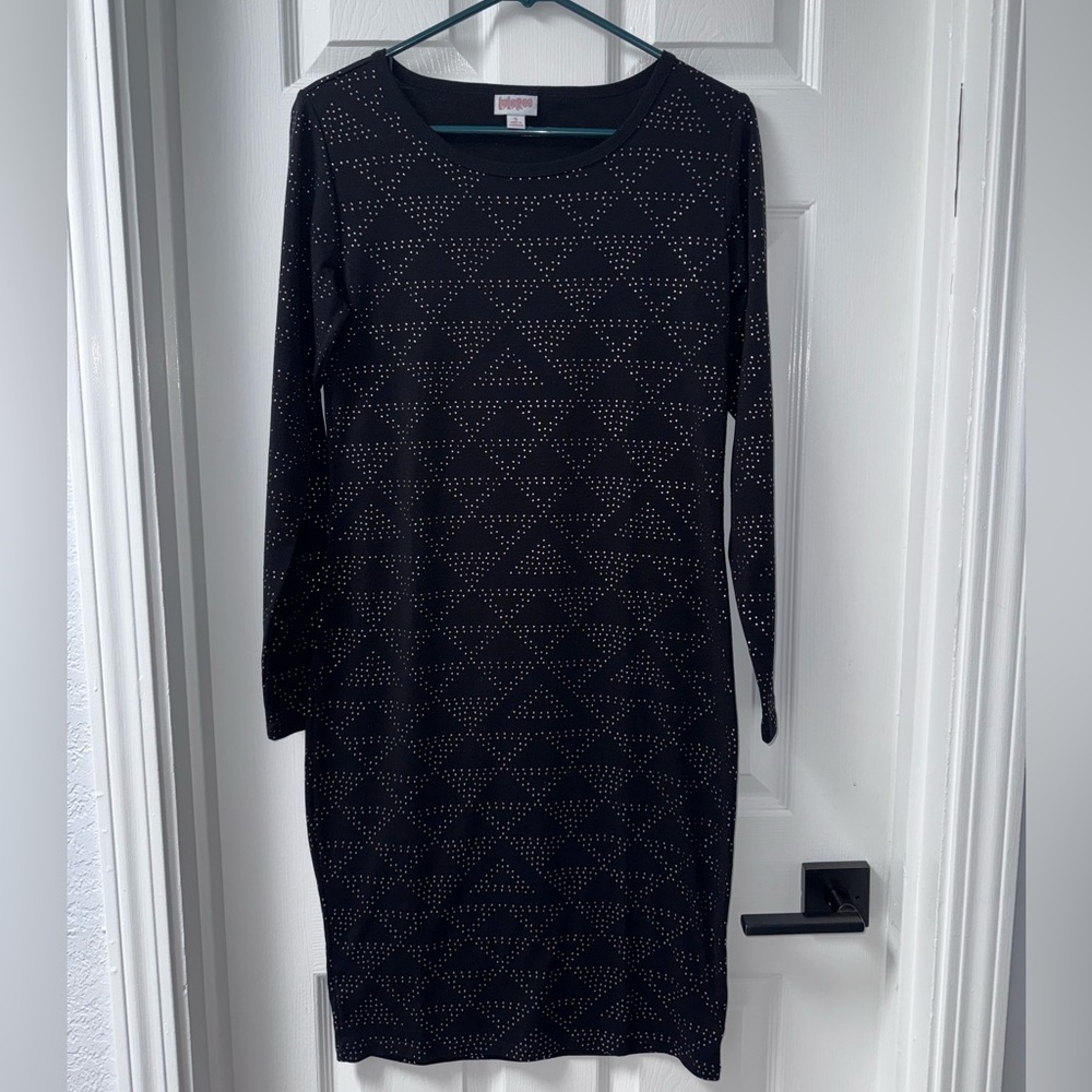 LuLaRoe Black Triangle Pattern Long Sleeve Dress